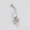 MULTI CZ LOVE LETTER ROUND CZ DANGLE CZ BELLY BUTTON NAVEL RING 316L SURGICAL STEEL 